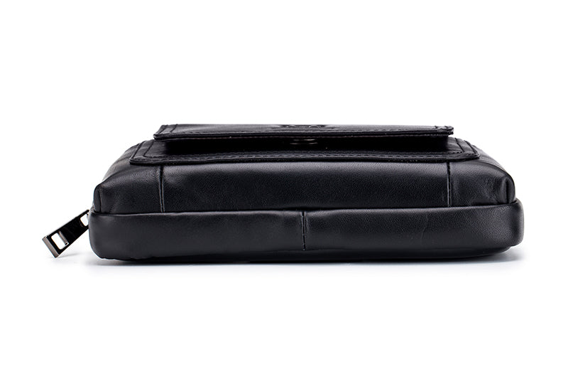 Mens Leather Casual Waist Fanny Pack Bag Belt Mobile Phone Bag Black