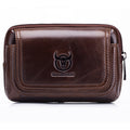 Mens Leather Casual Waist Fanny Pack Bag Belt Mobile Phone Bag Brown