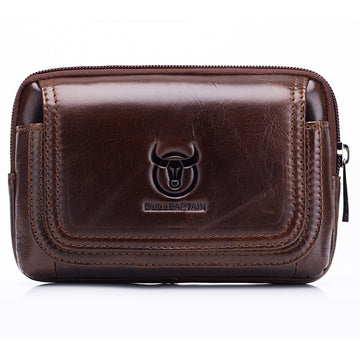 Mens Leather Casual Waist Fanny Pack Bag Belt Mobile Phone Bag Brown