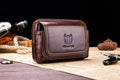 Mens Leather Casual Waist Fanny Pack Bag Belt Mobile Phone Bag Brown