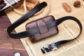 Mens Leather Casual Waist Fanny Pack Bag Belt Mobile Phone Bag Brown