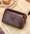 Mens Leather Casual Waist Fanny Pack Bag Belt Mobile Phone Bag Brown