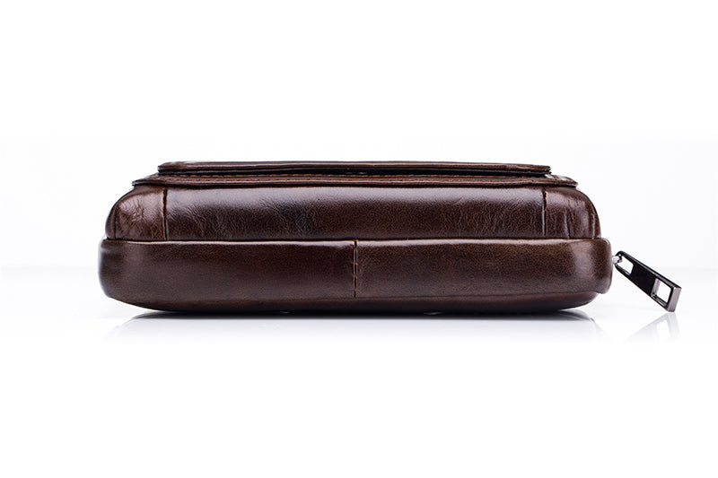 Mens Leather Casual Waist Fanny Pack Bag Belt Mobile Phone Bag Brown