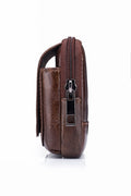 Mens Leather Casual Waist Fanny Pack Bag Belt Mobile Phone Bag Brown