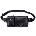Mens Leather Fanny Pack Vintage Crossbody Chest Waist Belt Bag Black