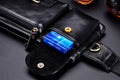 Mens Leather Fanny Pack Vintage Crossbody Chest Waist Belt Bag Black