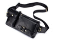 Mens Leather Fanny Pack Vintage Crossbody Chest Waist Belt Bag Black