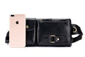 Mens Leather Fanny Pack Vintage Crossbody Chest Waist Belt Bag Black