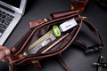Mens Leather Fanny Pack Vintage Crossbody Chest Waist Belt Bag Coffee