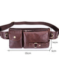 Mens Leather Fanny Pack Vintage Crossbody Chest Waist Belt Bag Coffee