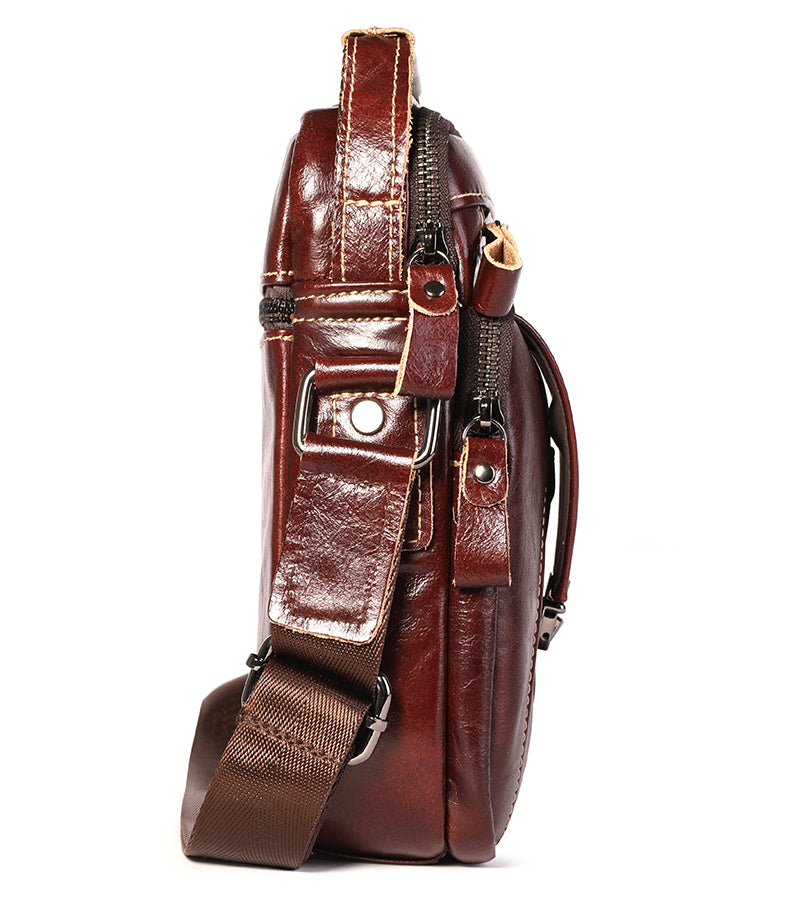 Mens Leather Messenger Bags Vintage Shoulder Crossbody Satchel Handbag Brown