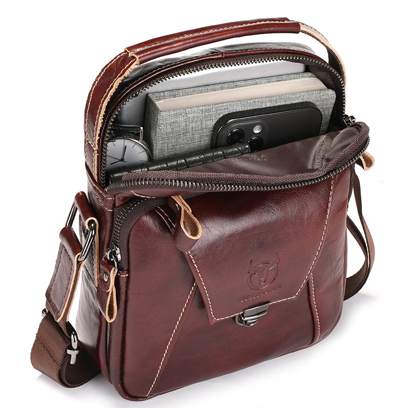 Mens Leather Messenger Bags Vintage Shoulder Crossbody Satchel Handbag Brown