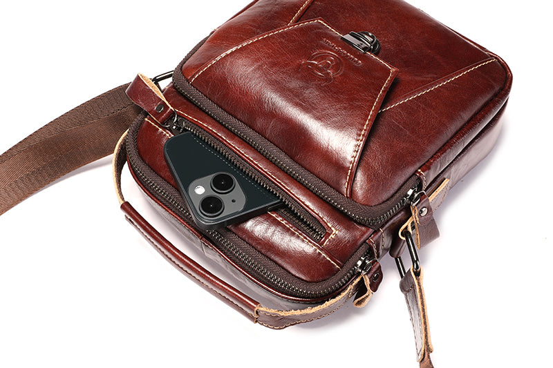Mens Leather Messenger Bags Vintage Shoulder Crossbody Satchel Handbag Brown