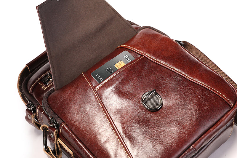 Mens Leather Messenger Bags Vintage Shoulder Crossbody Satchel Handbag Brown