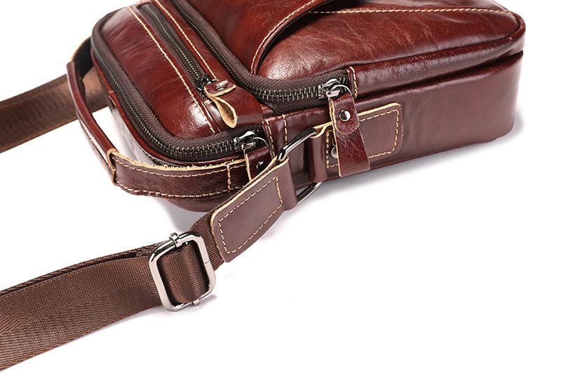 Mens Leather Messenger Bags Vintage Shoulder Crossbody Satchel Handbag Brown
