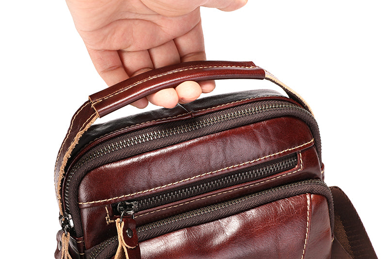 Mens Leather Messenger Bags Vintage Shoulder Crossbody Satchel Handbag Brown
