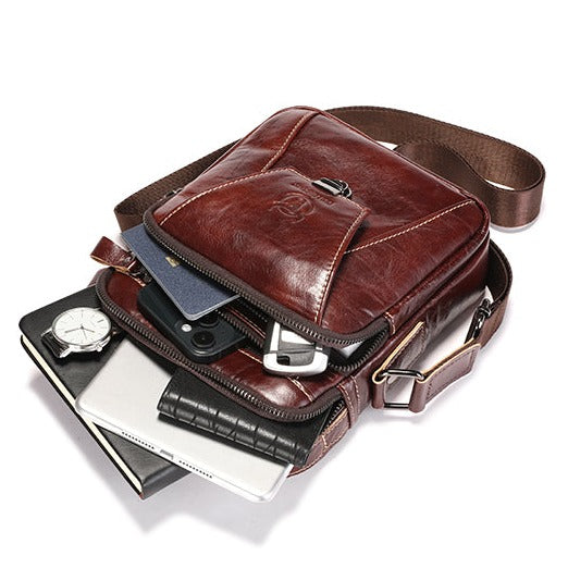 Mens Leather Messenger Bags Vintage Shoulder Crossbody Satchel Handbag Brown