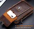 Mens Leather Small Shoulder Bag Cell Phone Crossbody Belt Waist Bag Brown