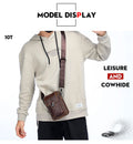 Mens Leather Small Shoulder Bag Cell Phone Crossbody Belt Waist Bag Brown