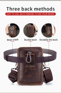 Mens Leather Small Shoulder Bag Cell Phone Crossbody Belt Waist Bag Brown