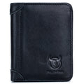 Mens Leather Trifold RFID Wallet With 2 ID Window With Gift Box  Black