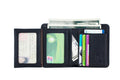 Mens Leather Trifold RFID Wallet With 2 ID Window With Gift Box  Black