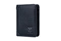 Mens Leather Trifold RFID Wallet With 2 ID Window With Gift Box  Black
