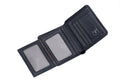Mens Leather Trifold RFID Wallet With 2 ID Window With Gift Box  Black