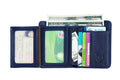 Mens Leather Trifold RFID Wallet With 2 ID Window With Gift Box Blue