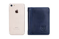 Mens Leather Trifold RFID Wallet With 2 ID Window With Gift Box Blue