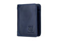 Mens Leather Trifold RFID Wallet With 2 ID Window With Gift Box Blue
