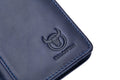 Mens Leather Trifold RFID Wallet With 2 ID Window With Gift Box Blue
