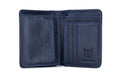 Mens Leather Trifold RFID Wallet With 2 ID Window With Gift Box Blue