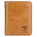 Mens Leather Trifold RFID Wallet With 2 ID Window With Gift Box  Brown