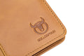 Mens Leather Trifold RFID Wallet With 2 ID Window With Gift Box  Brown