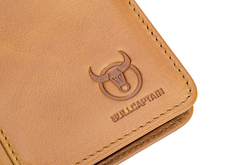 Mens Leather Trifold RFID Wallet With 2 ID Window With Gift Box  Brown