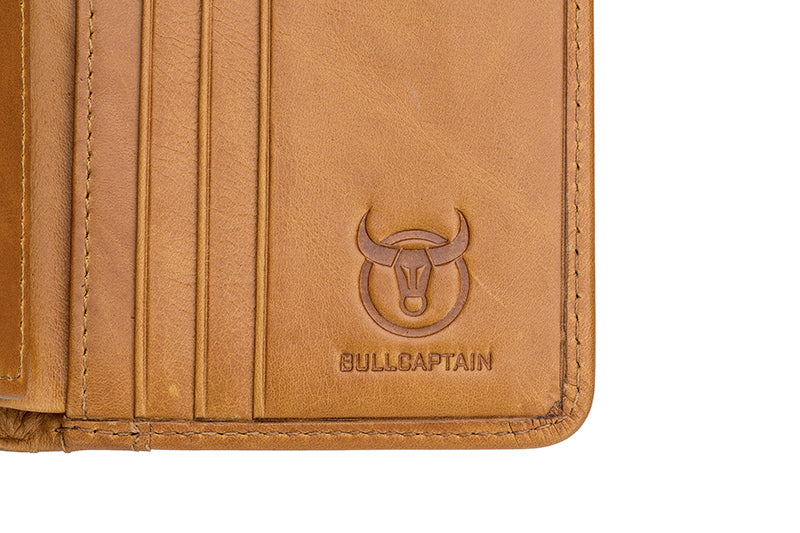 Mens Leather Trifold RFID Wallet With 2 ID Window With Gift Box  Brown