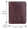 Mens Leather Trifold RFID Wallet With 2 ID Window With Gift Box Coffee