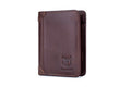 Mens Leather Trifold RFID Wallet With 2 ID Window With Gift Box Coffee 