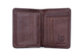 Mens Leather Trifold RFID Wallet With 2 ID Window With Gift Box Coffee