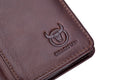 Mens Leather Trifold RFID Wallet With 2 ID Window With Gift Box Coffee