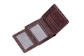 Mens Leather Trifold RFID Wallet With 2 ID Window With Gift Box Coffee