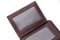 Mens Leather Trifold RFID Wallet With 2 ID Window With Gift Box Coffee