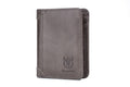 Mens Leather Trifold RFID Wallet With 2 ID Window With Gift Box Grey