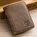 Mens Leather Trifold RFID Wallet With 2 ID Window With Gift Box Tan