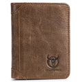 Mens Leather Trifold RFID Wallet With 2 ID Window With Gift Box Tan