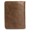 Mens Leather Trifold RFID Wallet With 2 ID Window With Gift Box Tan