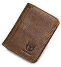 Mens Leather Trifold RFID Wallet With 2 ID Window With Gift Box Tan
