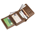 Mens Leather Trifold RFID Wallet With 2 ID Window With Gift Box Tan