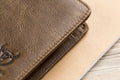 Mens Leather Trifold RFID Wallet With 2 ID Window With Gift Box Tan